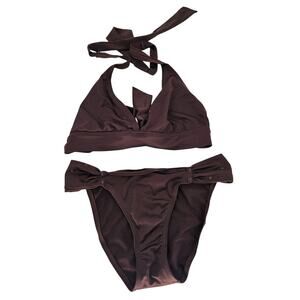 Vintage Y2K Womens Sz M Bikini Swimsuit Set by Impact Brown w/ Rhinestones
